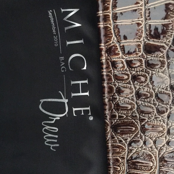 MICHE Women’s Bag Outer Shell Large Shiny Glossy Red Caramel Brown - Picture 2 of 13